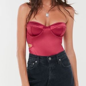 Red/Maroon Silk Bodysuit